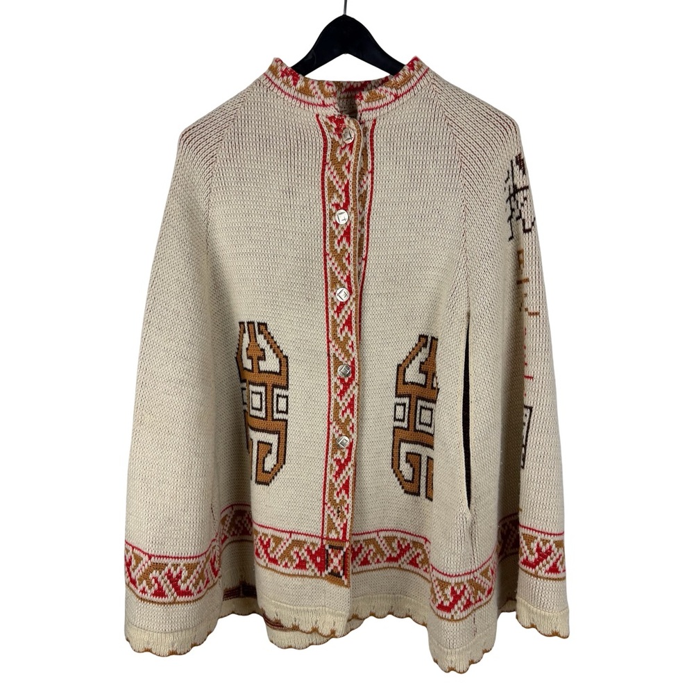 Vintage 1970s Women’s Sturbridge Folk Style Western Cape Sweater OS